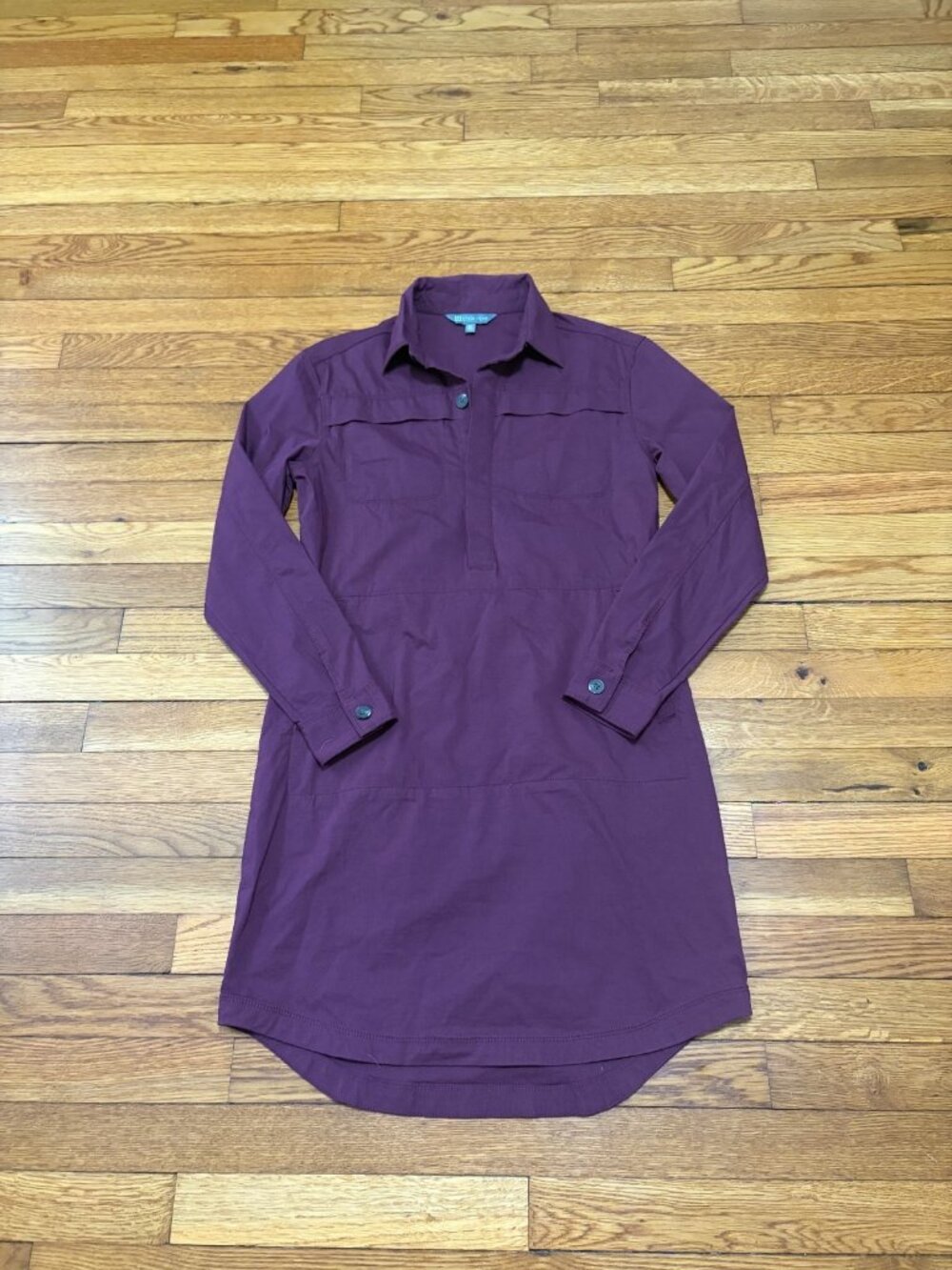 Title Nine Wren Utility Shirt Dress Sz Small Purple 1/2 Button Outdoor Travel